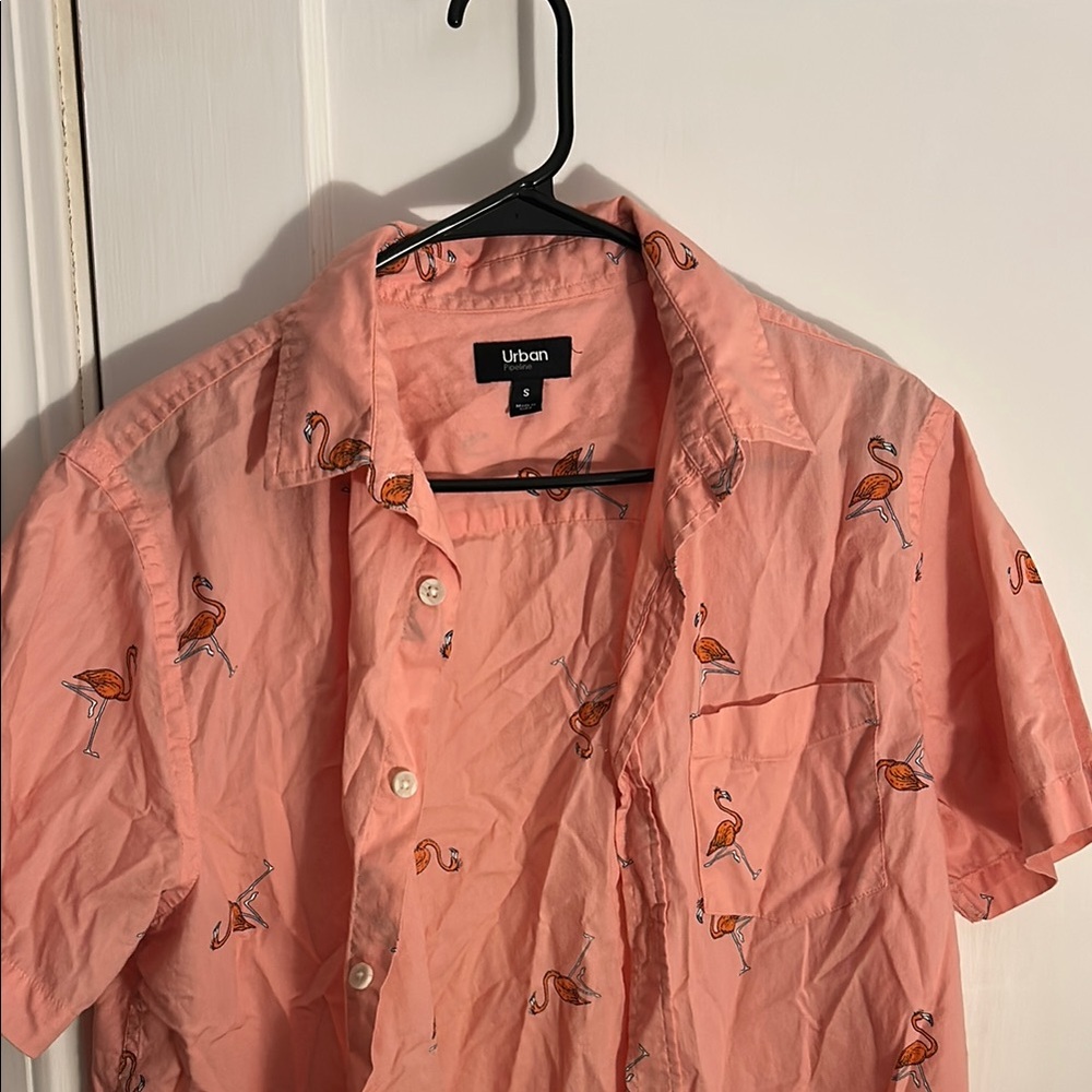 Urban Outfitters Coral Flamingo Print Shirt